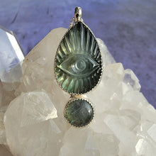 Load image into Gallery viewer, Abalone Shell Doublet & Labradorite Evil Eye Necklace (ACG Necklace Design)
