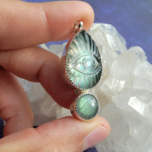 Load image into Gallery viewer, Abalone Shell Doublet & Labradorite Evil Eye Necklace (ACG Necklace Design)