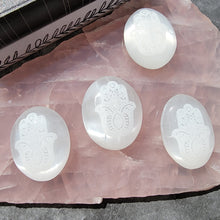 Load image into Gallery viewer, Hamsa Selenite Palm Stones