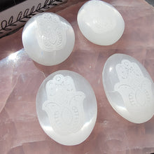 Load image into Gallery viewer, Hamsa Selenite Palm Stones