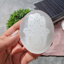 Load image into Gallery viewer, Hamsa Selenite Palm Stones