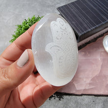 Load image into Gallery viewer, Hamsa Selenite Palm Stones