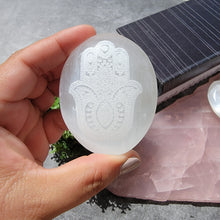 Load image into Gallery viewer, Hamsa Selenite Palm Stones