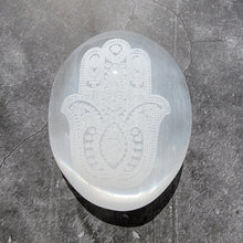 Load image into Gallery viewer, Hamsa Selenite Palm Stones