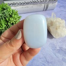 Load image into Gallery viewer, Blue Chalcedony Palm Stone "K"