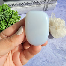 Load image into Gallery viewer, Blue Chalcedony Palm Stone "K"