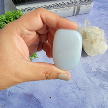 Load image into Gallery viewer, Blue Chalcedony Palm Stone "K"