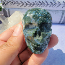 Load image into Gallery viewer, Moss Agate Skull "A"