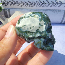 Load image into Gallery viewer, Moss Agate Skull "A"