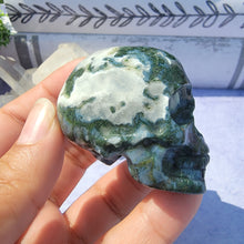 Load image into Gallery viewer, Moss Agate Skull "A"