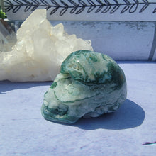 Load image into Gallery viewer, Moss Agate Skull "C"