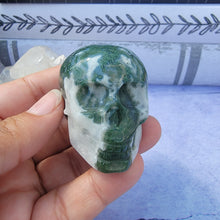 Load image into Gallery viewer, Moss Agate Skull "F"