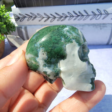 Load image into Gallery viewer, Moss Agate Skull "F"
