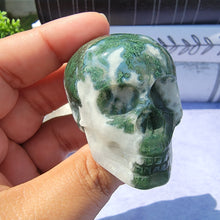 Load image into Gallery viewer, Moss Agate Skull "F"