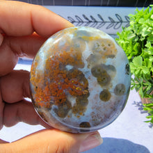 Load image into Gallery viewer, 8th Vein Ocean Jasper Palm Stone "W"