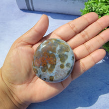 Load image into Gallery viewer, 8th Vein Ocean Jasper Palm Stone "W"