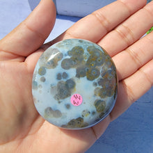 Load image into Gallery viewer, 8th Vein Ocean Jasper Palm Stone "W"