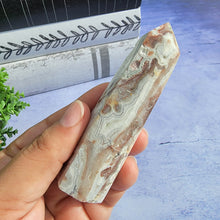 Load image into Gallery viewer, Crazy Lace Agate w/ Druzy Tower "G"