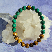 Load image into Gallery viewer, Abundance & Prosperity Bracelet - Malachite & Faceted Tiger's Eye