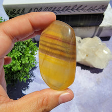 Load image into Gallery viewer, Yellow Fluorite Palm Stone &quot;J&quot;