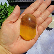 Load image into Gallery viewer, Yellow Fluorite Palm Stone &quot;J&quot;