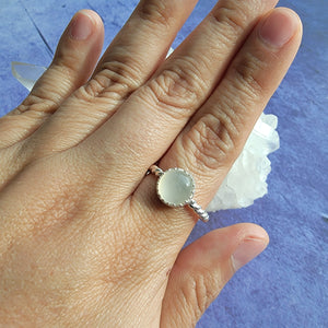 White Moonstone Ring - Size 10 (ACG Ring Design)