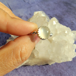 White Moonstone Ring - Size 10 (ACG Ring Design)