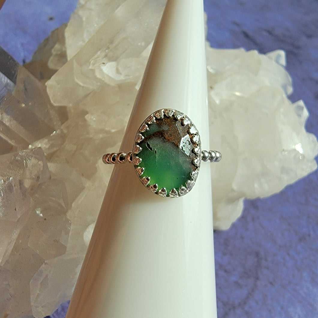 Boulder Chrysoprase Ring - Size 5 (ACG Ring Design)