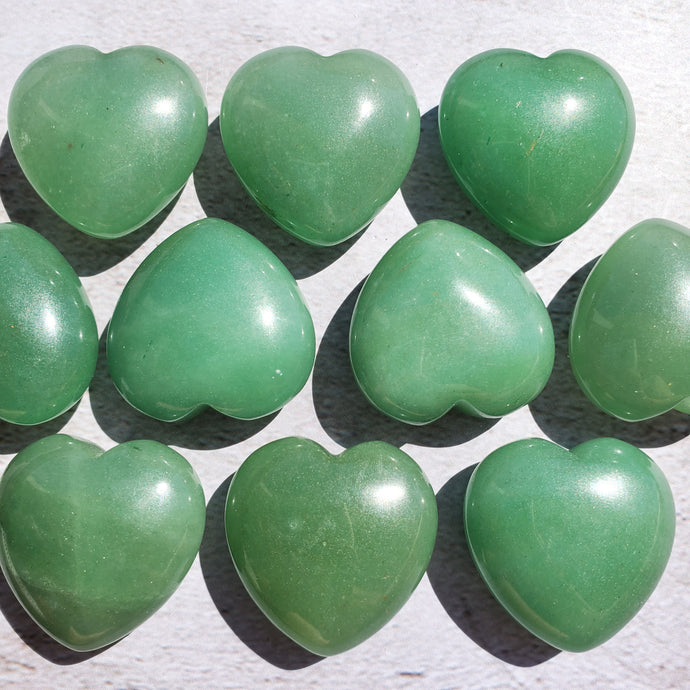 Green Aventurine Hearts