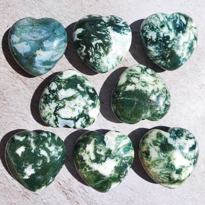 Moss Agate Hearts