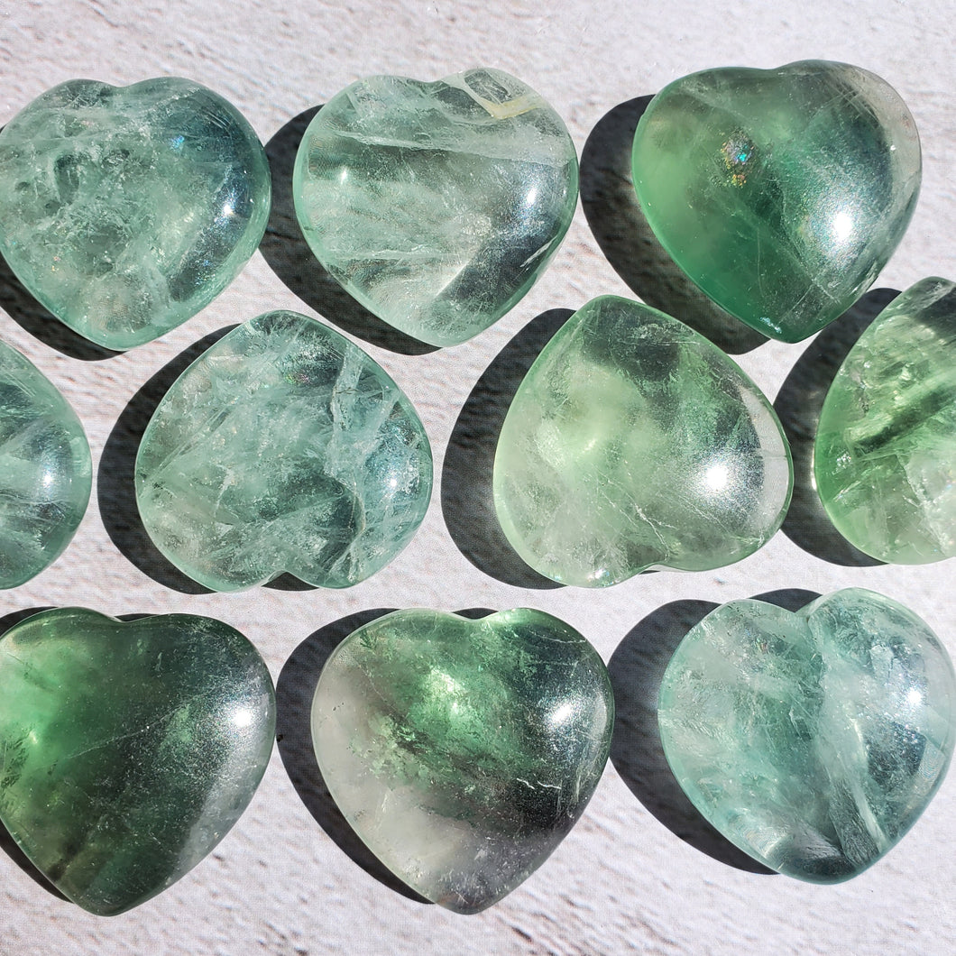 Green Fluorite Hearts