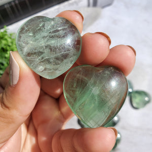 Green Fluorite Hearts