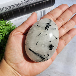 Tourmalinated Quartz Palm Stone "B"