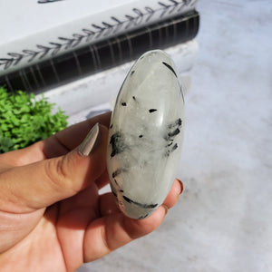 Tourmalinated Quartz Palm Stone "B"