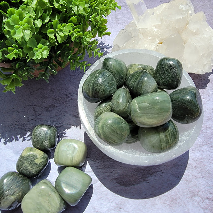 Green Hair Jasper Tumbled Stones