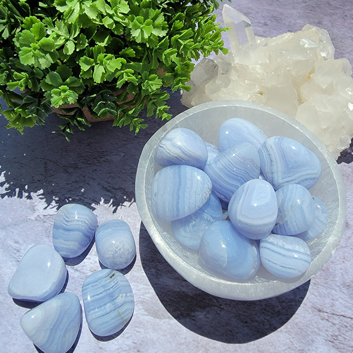 Blue Lace Agate Tumbled Stones