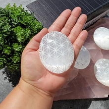 Load image into Gallery viewer, Flower of Life Selenite Palm Stones