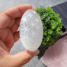 Load image into Gallery viewer, Flower of Life Selenite Palm Stones