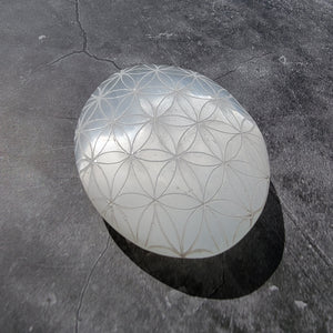 Flower of Life Selenite Palm Stones