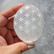 Load image into Gallery viewer, Flower of Life Selenite Palm Stones