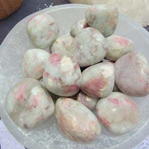 Pink Tourmaline in Quartz Tumbled Stones