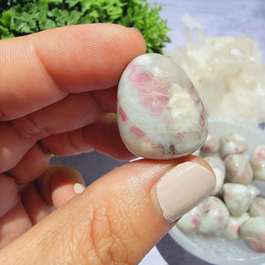 Pink Tourmaline in Quartz Tumbled Stones