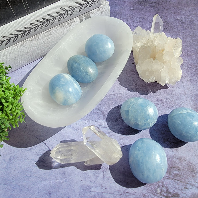 Blue Calcite Palm Stones