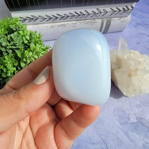 Blue Chalcedony Palm Stone "I"