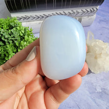 Load image into Gallery viewer, Blue Chalcedony Palm Stone &quot;I&quot;