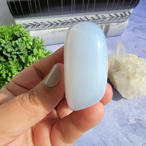 Blue Chalcedony Palm Stone "I"