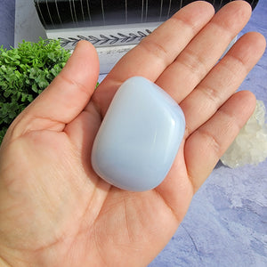 Blue Chalcedony Palm Stone "I"