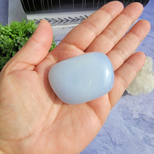 Load image into Gallery viewer, Blue Chalcedony Palm Stone &quot;I&quot;