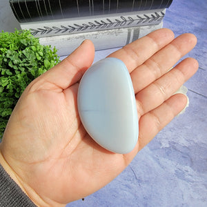 Blue Chalcedony Palm Stone "G"