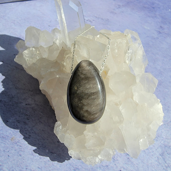 Silver Sheen Obsidian Pendant 